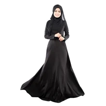 New Kaftan Abaya Dress Muslim Islam Women Jilbab Long Sleeve Maxi Dress Solid Color PY3