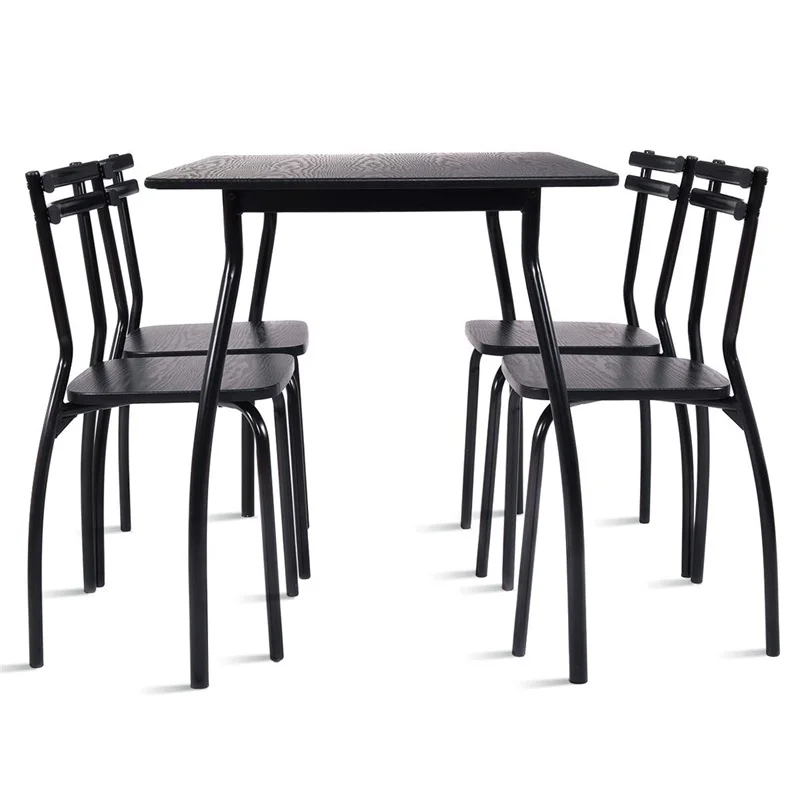 

Elegant Simple Modern Design 5 Pcs Engineering MDF Dining Table and Chair Set Ergonomic Back Smooth Table Top HW54170