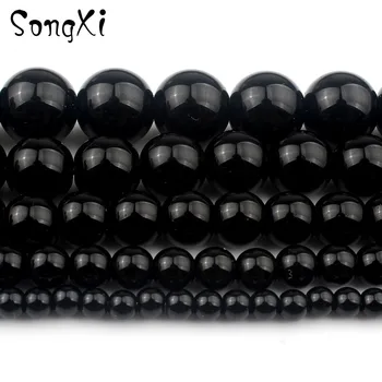 

Black Onyx Agates Round Beads For Jewelry Making DIY Necklace Bracelet 15'' 4 6 8 10 12MM