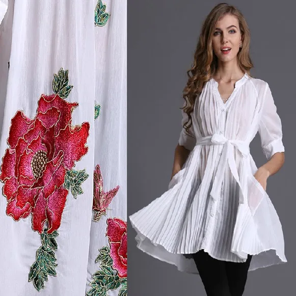 2017 new embroidered peony dress cloth embroidery embroidery cloth