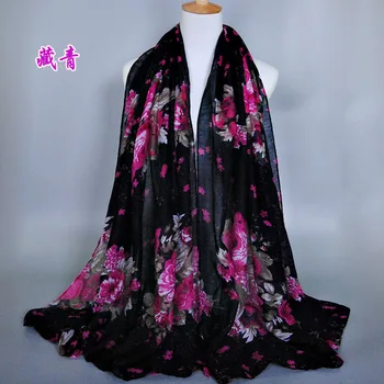 

Big Printed Balinese Cotton Scarves Hijabs Women Casual Long thin Scarf Muslim Wrap Floral Shawl Arab Ethnic Headscarf 180x90cm