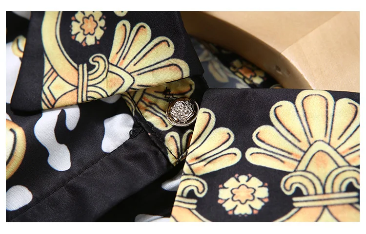 Willstage Модные осенние Рубашки женские шифоновые блузки новые роскошные золотые цветочные принты OL женские Топы Ретро винтажная Рабочая одежда