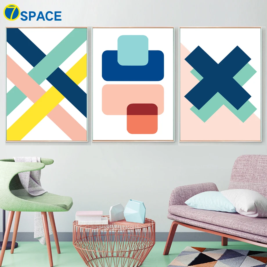 

Colorful Abstract Geometric Line Wall Art Canvas Painting Nordic Posters And Prints Decoration Pictures For Living Room Decor