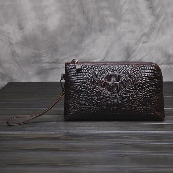 

Crocodile Pattern cow Leather Men's envelope Bag Genuine Leather Men Clutch Bag Long Purses Fashion Cowhide Business Man Handbag