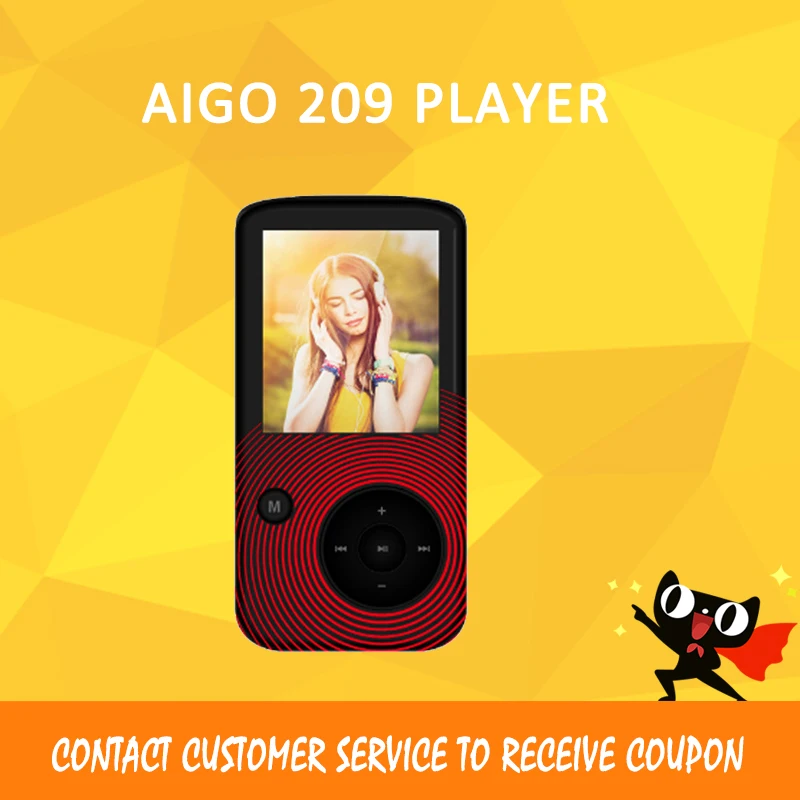 

Aigo 209 Bluetooth 4.0 Portable HD Lossless MP3 Player Multifunction Audio Movement Sport Music TF card 32GB