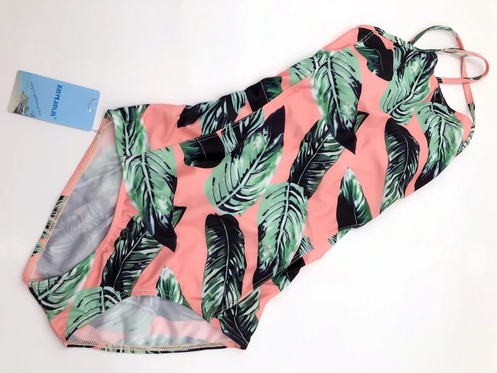 

2017 Leaf Pattern One-Piece Swimsuit Bathing Suit Bikini Monokini