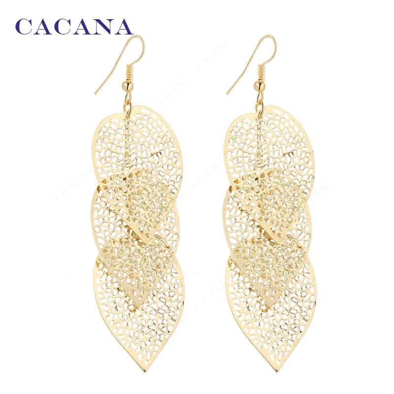 CACANA Dangle Long Earrings For Women Peach Heart Leaves Fashion Bijouterie Hot Sale No.A303 A304