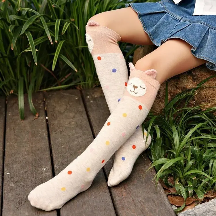 Autumn Pure Cotton Cartoon Directly Board Child In Socks Three-dimensional Ears Girl Socks Baby Socks - Цвет: Pink Point Bear