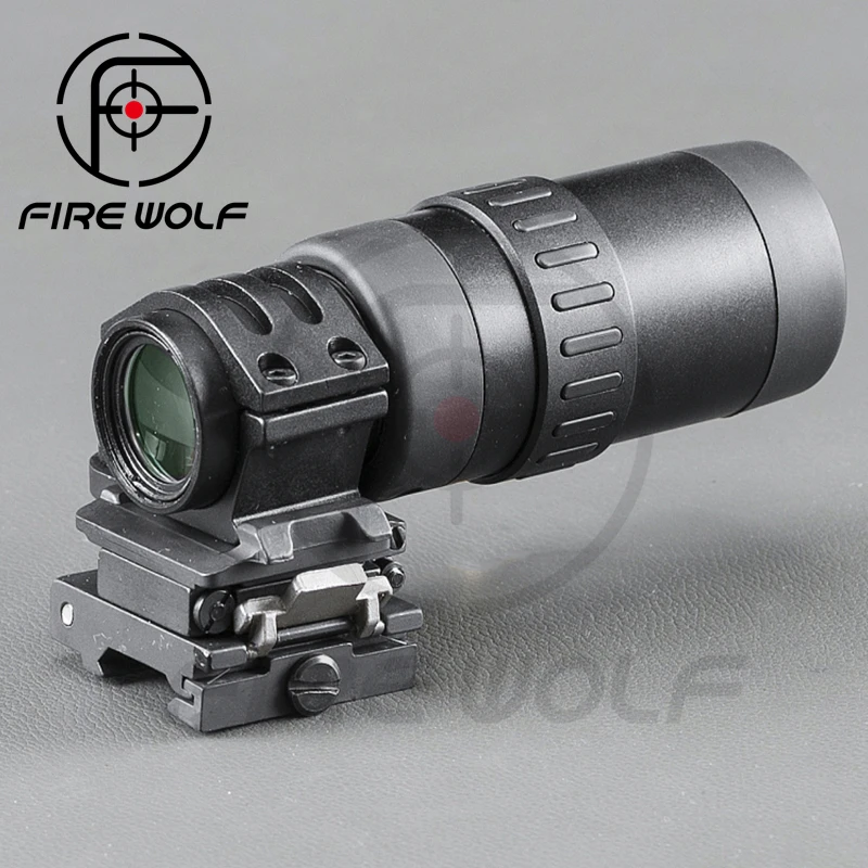 

FIRE WOLF B Tactical 1.5-5 Zoom Optics Magnifier With Flip To Side Mount For Riser Scope Hunting Red Dot Ak 47 Riflescope