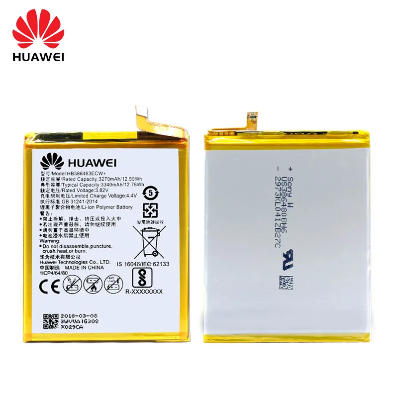 Оригинальный аккумулятор Huawei для Maimang 5 Honor 6X G9 Plus 3340 мАч HB386483ECW|Аккумуляторы