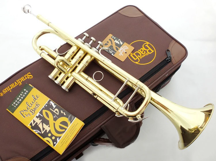 

New Bach Bb Trumpet TR-600 Gold Lacquer Music Instruments Profesional Trumpets Student Included Case Mouthpiece Accessories