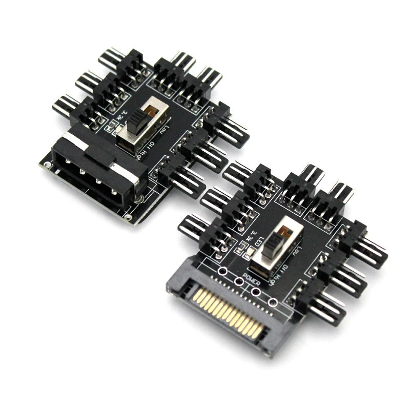 computer 1 to 8 4Pin Molex Cooler Cooling Fan Hub Splitter Cable PWM 3Pin Power Supply Speed Controller Adapter For PC Mining