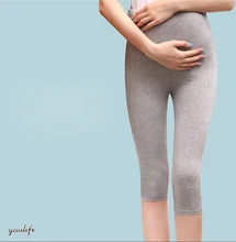 

2018 Two Size Women Pregnant Adjustable Cropped Cotton High Waist Leggings Good Elasticity Maternity Comfortable Leggings