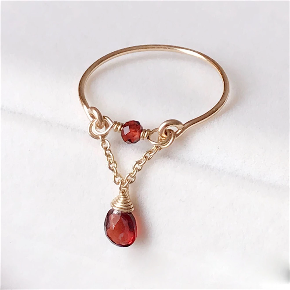 Natural Garnet Knuckle Rings Handmade Gold Filled Jewelry  Boho Anillos Mujer Bohemian Jewelry For Women Bague Femme Rings starfish natural sea resin rose gold color copper resizable wedding rings for women jewelry boho vintage ladies love handmade