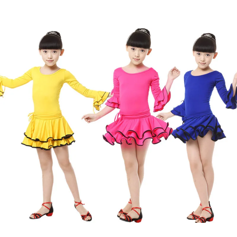 

Long sleeved Spandex Gymnastics Leotard Ballet Dancing Dress Kids Dance Wear Skating Dresses for Girls Party Fancy Costume