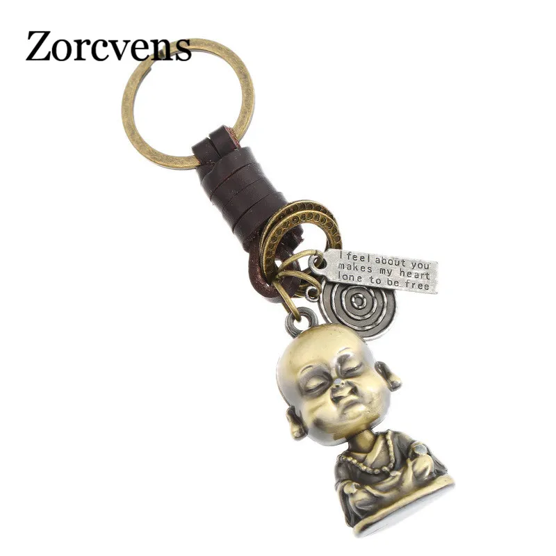 ZORCVENS 2022 Hand woven car pendant retro leather key ring buddha