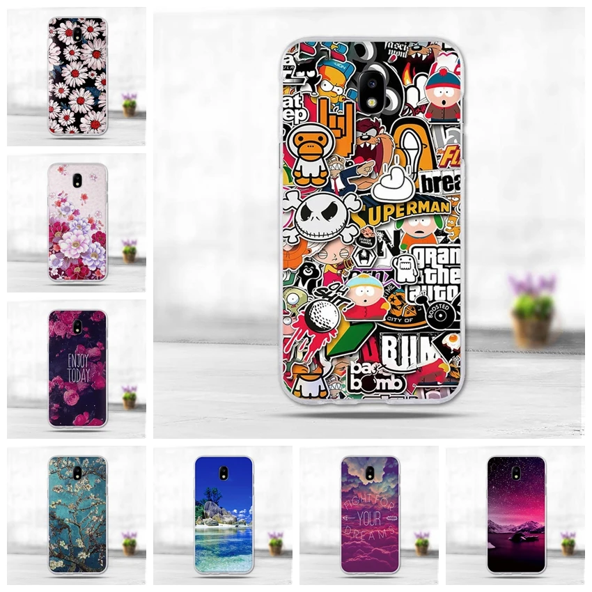 

For Samsung Galaxy J5 2017 J530F J5 Pro 2017(EU Version) Case 3D Flower Soft Silicone TPU Back Cover Fundas Painting Phone Cases