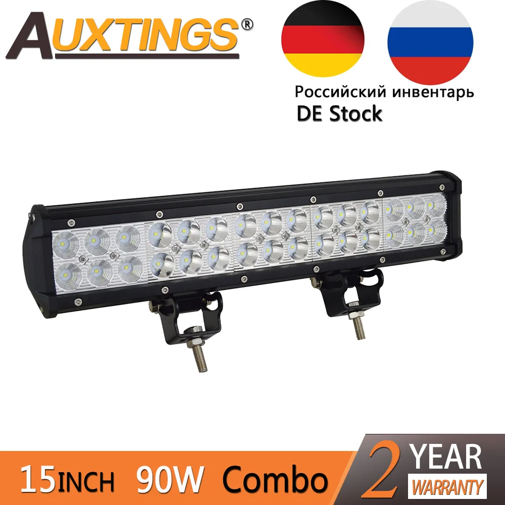 

Auxtings DE Stock Flood spot combo beam Dual rows combo beam 4x4 offroad movable bracket 15inch 90W LED work light bar 12V