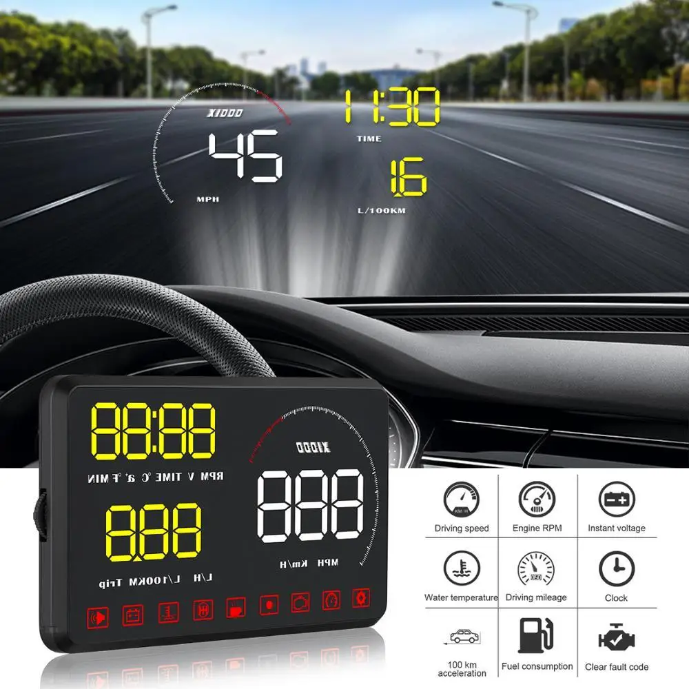 Новый автомобиль Стайлинг HUD 5 "HD LED A9 OBD2 дисплей с головным подъемом превышение