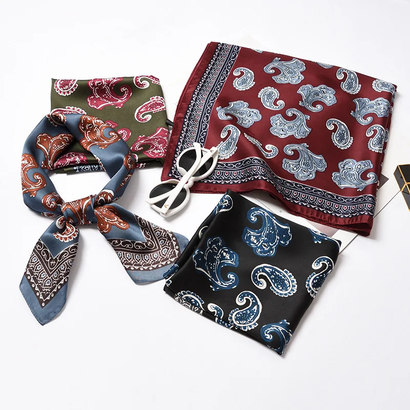 

70*70cm Silk Scarf Women 2019 Spring Autumn New Print Elegant Square Scarf Female Decoration Professional Literary Women Scarf