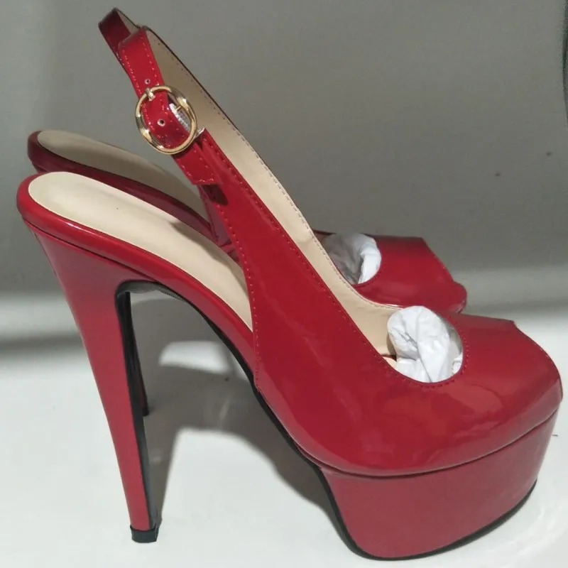 SHOFOO/обувь красивая модная обувь;, лаковая кожа, Сандалии на каблуке высотой 14,5 см, обувь для торжеств. Размер: 34-45