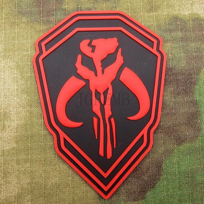 

Red Boba Fett Mandalorian Bantha Skull BOUNTY HUNTER 3D PVC patch PB1427