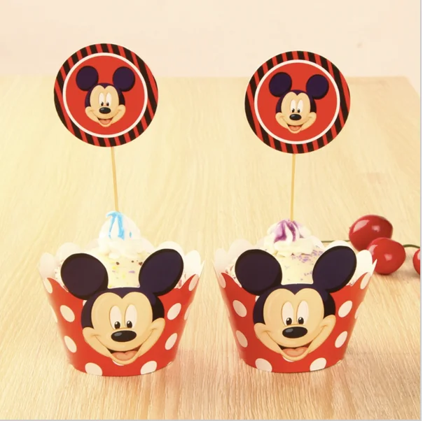 Aliexpress.com : Buy 24pcs Mickey Mouse Cupcake Wrappers, Cup cake ...