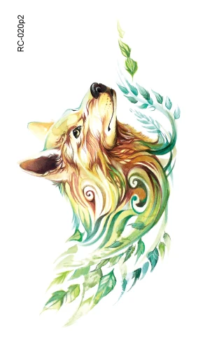 RC006p2-271p2 New Water Proof Temporary Tattoo Stickers Cartoon Coloful Wolf Head Batwing Fake Flash Taty Tattoo tatouage - Цвет: RC-020p2