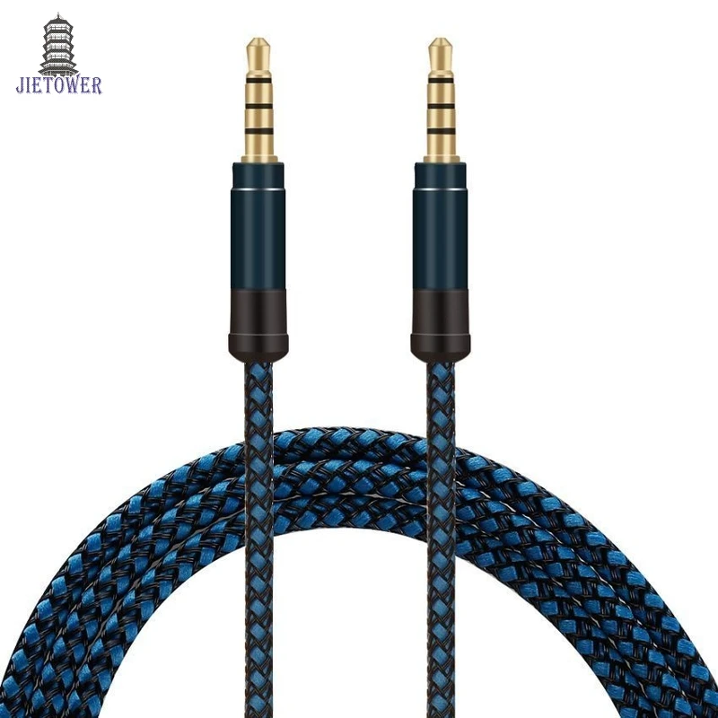 100pcs lot Jack 3 5mm Audio Cable Nylon Braid 3 5 Car AUX Cable 1 5M 3M Headphone audio Code for Phone MP3 Car Speaker wholesale
