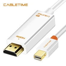 Cabletime Mini Displayport 1.2 DP to HDMI Cable Thunderbolt to HDMI Cable Adapter 4K*2K HDMI DisplayPort Cable 1080P for TV N043
