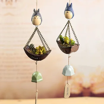 

My Neighbor Totoro Cartoon Wind Chimes Brave Smile Resin Action Figure Printed Crafts Car Pendants Window Creative Campanula Toy