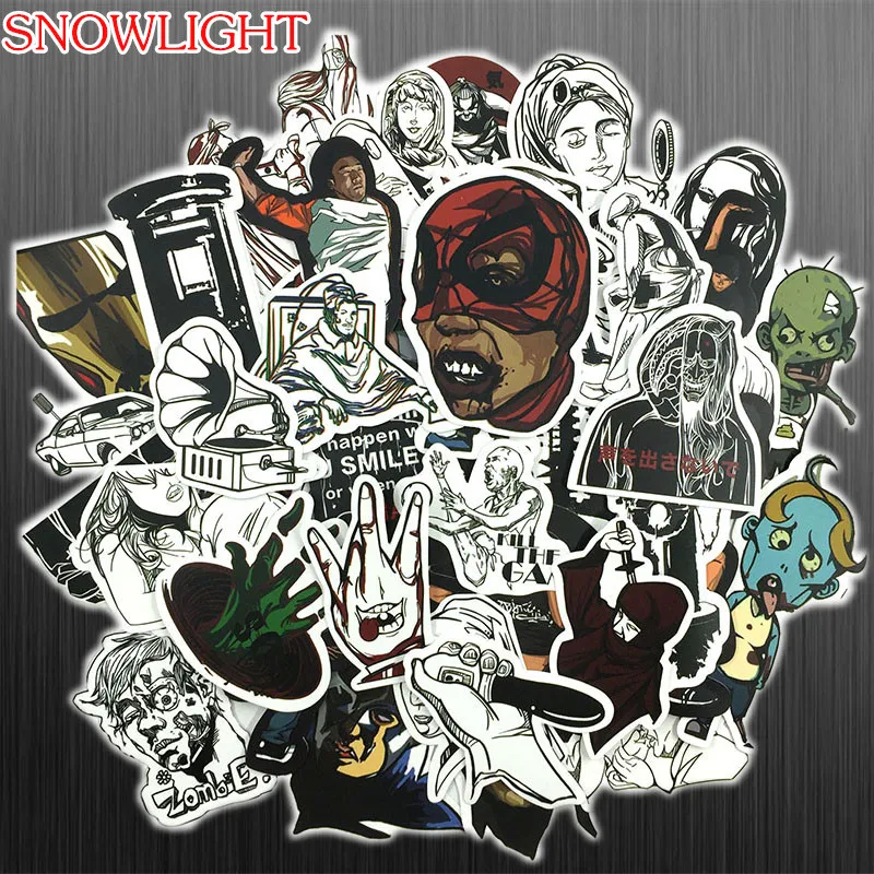 New 50PCS/set Horror Zombie Anime Sticker For Laptop Moto Skateboard Luggage Guitar Furnitur Decal Toy Stickers