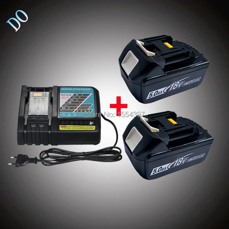 

2PCS 18V 5000mAh BL1850 Rechargeable Lithium Ion with Power Tool Battery Charger Replacement for Makita 18V BL1840 DC18RC DC18RA