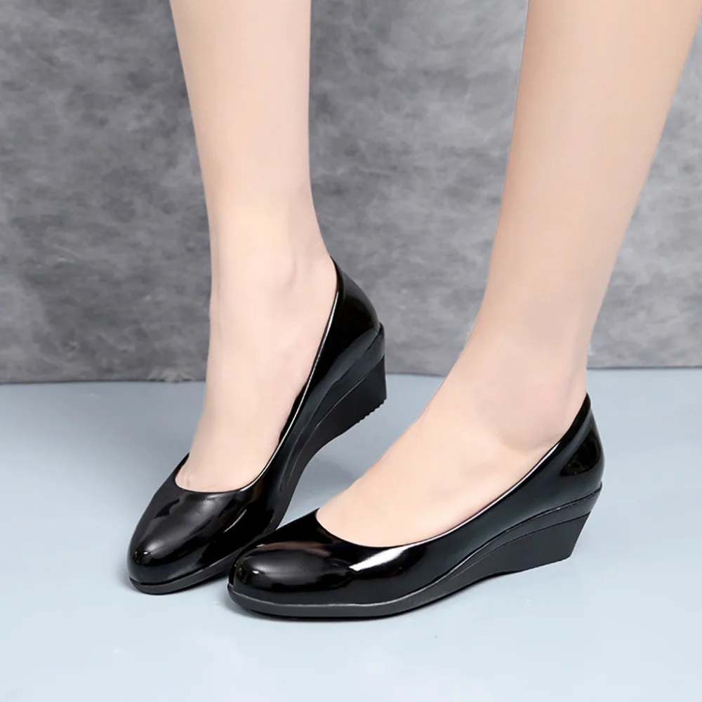 

2019 Women's wedge heel shallow round casual shoes sports shoes running for ladies comfortable non-slip shoes for female 40J25