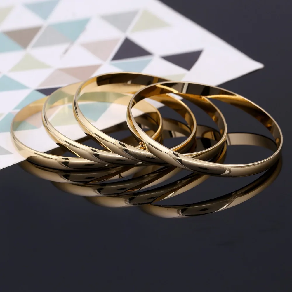 Новинка 4 шт. Эфиопский золотой цвет простые браслеты Дубай золотые ювелирные изделия браслеты для африканских блестящие браслеты и браслеты