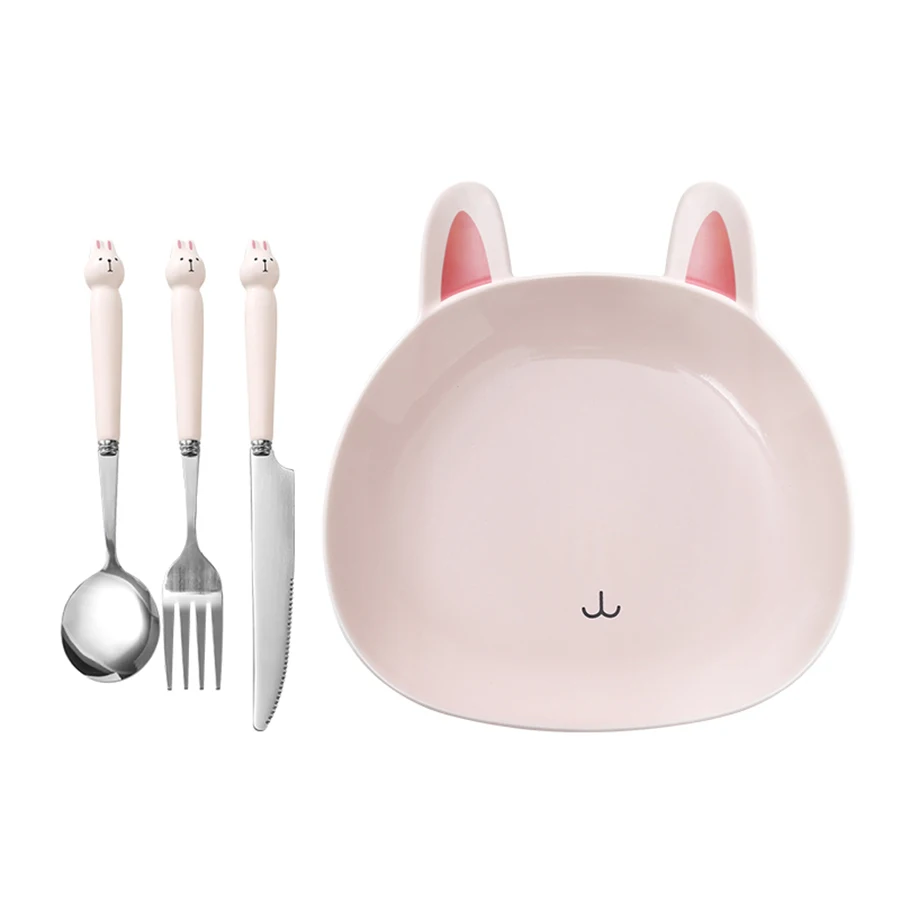 Pink Anime Ceramic Knife Cute Fork Spoon Set Kitchen Accessories Cutlery Set Stainless Steel Silver Aparelho De Jantar Em 607 Dinnerware Sets Aliexpress