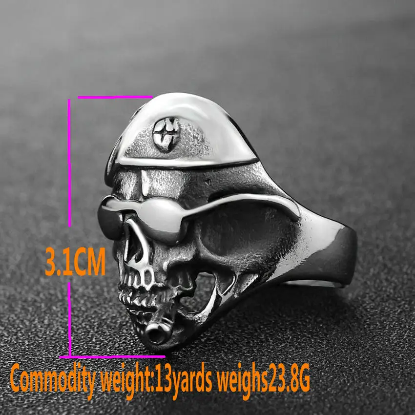 buy Cross border jewelry Men #039;s stainless steel skull with goggles ring Taro smoking ring