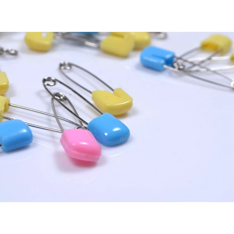 10 pcs set Wholesales baby safety pin stainless steel plastic baby infant supplies random color