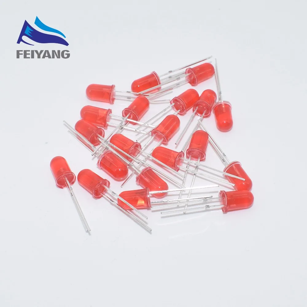 

SAMIORE ROBOT 500pcs/lot F5 5MM Round Red Color Highlight Diffused Round DIP Light-Emitting Diode LED Lamp Light