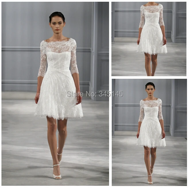 Romantic Wedding Dress With Long Sleeve Knee Length Bridal Gown Under $100 For Bride Vestidos de Noiva | Свадьбы и торжества