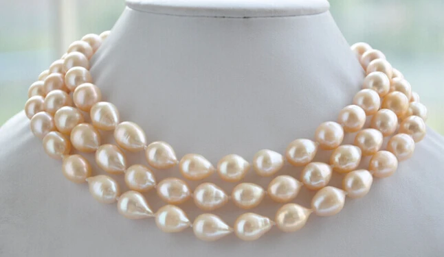 

16x14 rice pink freshwater pearl necklace 48inch Factory Wholesale price Women Gift word Jewelry