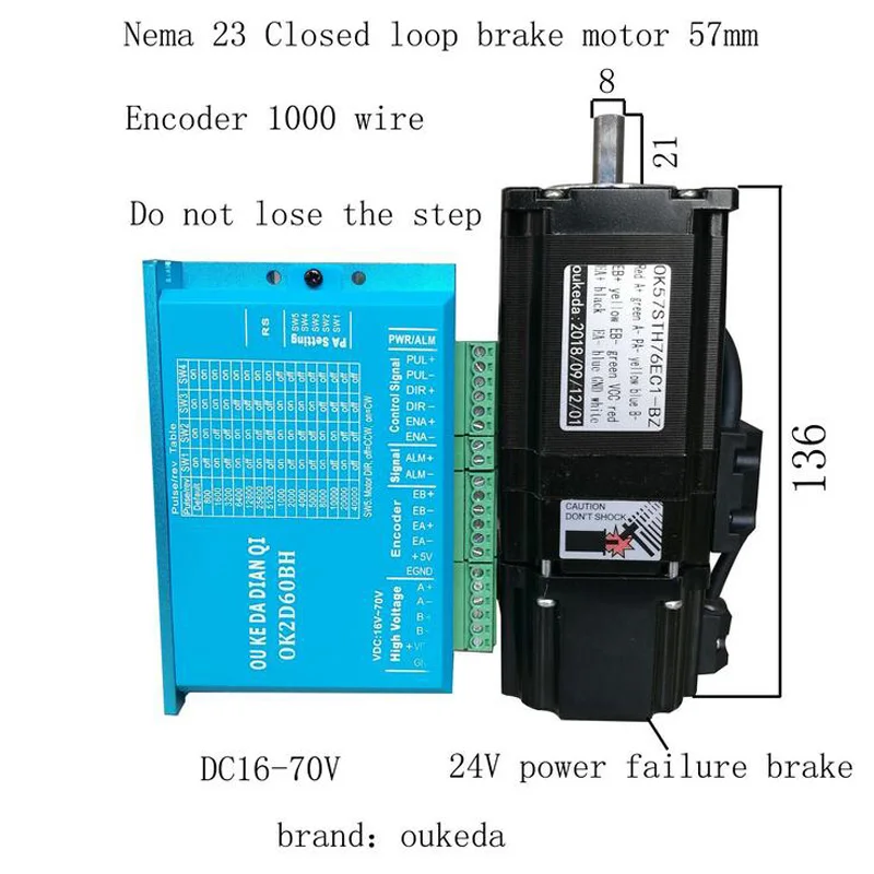 

Nema 23 Closed Loop servo motor 57mm body length 57 Closed Loop stepper motor Encoder 1000 line