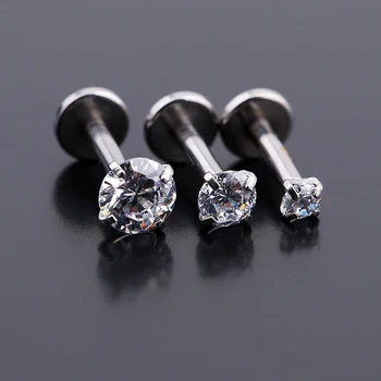 

3pcs/set Cubic Zirconia Tragus Piercing Stud ,Flat back 16G Cartilage Stud, Cartilage Helix Earring,Clear Crystal Tragus stud