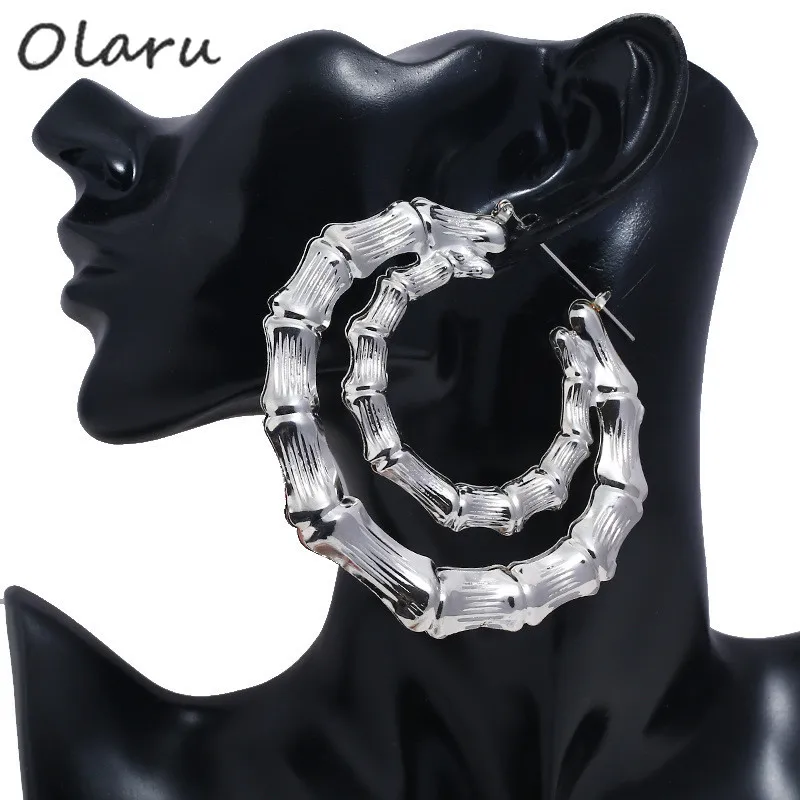 

Olaru Vintage Crystal Bohemian hiphop Hoop Earring For Women Big Cheap Earrings Female Statement Jewelry Wholesale Accessories