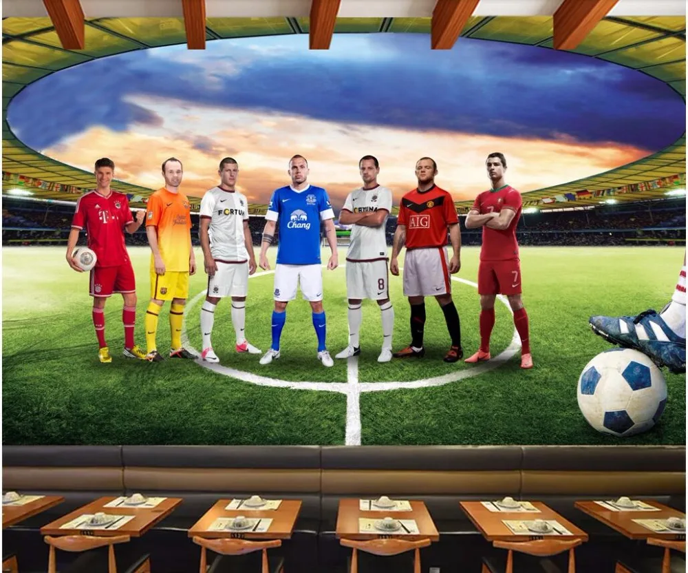 Пользовательские фото 3d обои для гостиной Футбол Звезда Спорт Фитнес тема фон 3d настенные фрески обои для стен 3 d