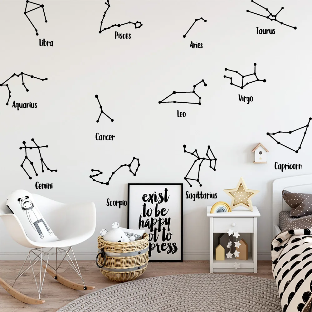 Us 4 21 15 Off Romantic 12 Constellations Wall Stickers Modern Fashion Wall Decor For Kids Room Bedroom Wall Decals Sticker Murals In Wall Stickers