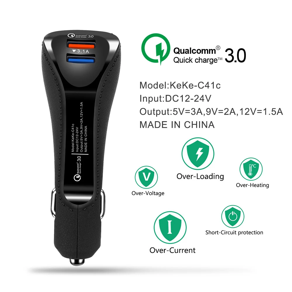 Suhach QC 3.0 شاحن سيارة سريعة تهمة الهاتف المحمول شاحن المزدوج USB لهواوي Xiaomi سامسونج 2 ميناء USB سريع شاحن سيارة