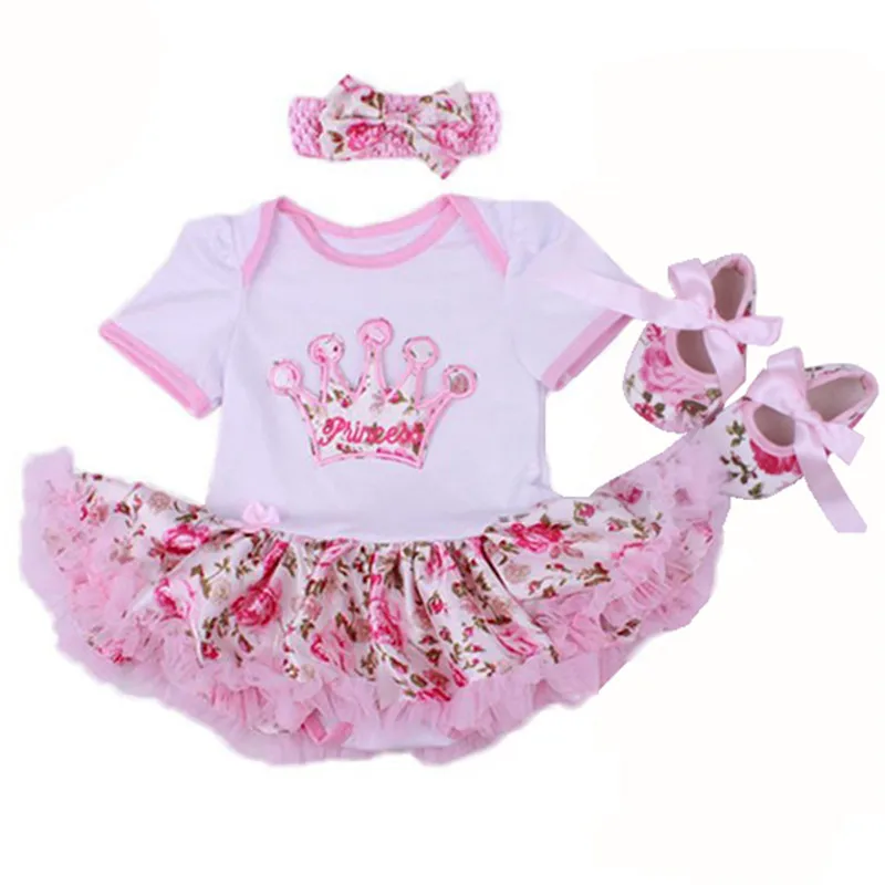 

2017 First Birthday Cotton Newborn Baby Girl Clothes Dress Set Photography Props Roupas De Bebe Menina Romper Infant Clothing