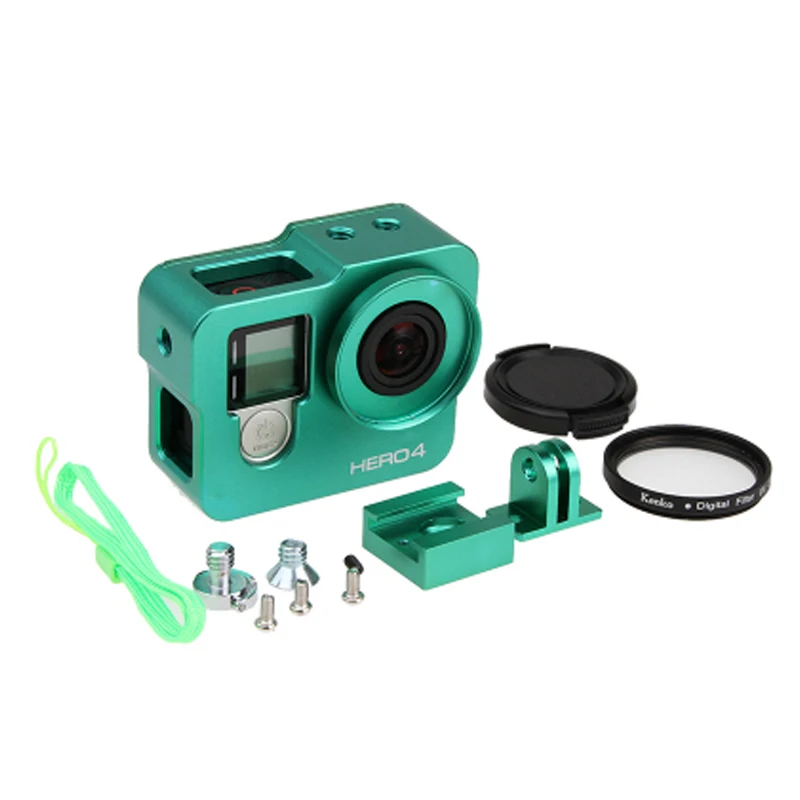 

Gopro hero 4 3+ case Aluminum Alloy Protective housing case Shell + filter len for Gopro Go pro hero4 hero3+ camera accessories