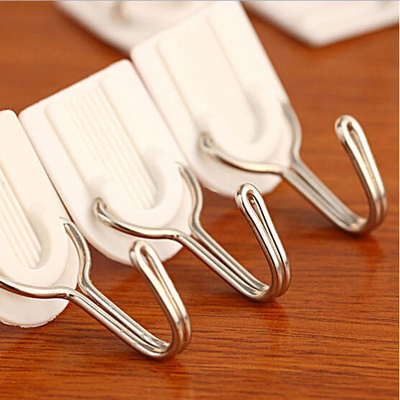 6 set of white plastic hooks super strong adhesive hook